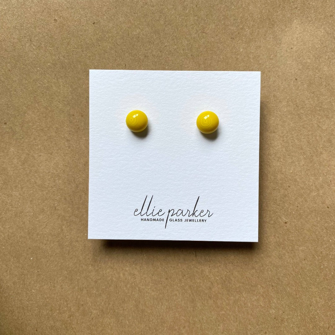 Ellie Parker, Fused Glass Circle Domed Stud Earrings, Various Colours