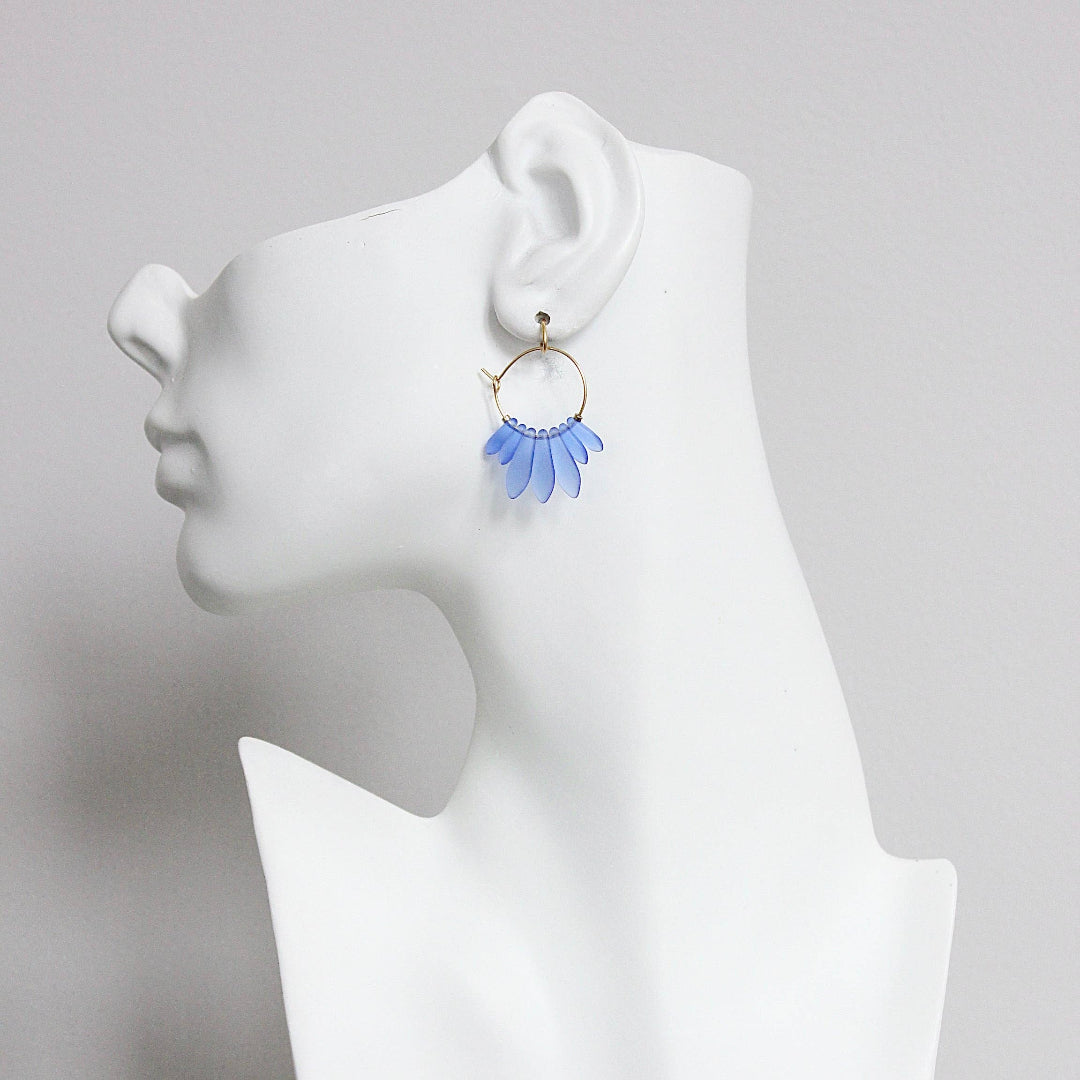 David Aubrey Jewelry, GNDE08, Blue Glass Hoop Earrings