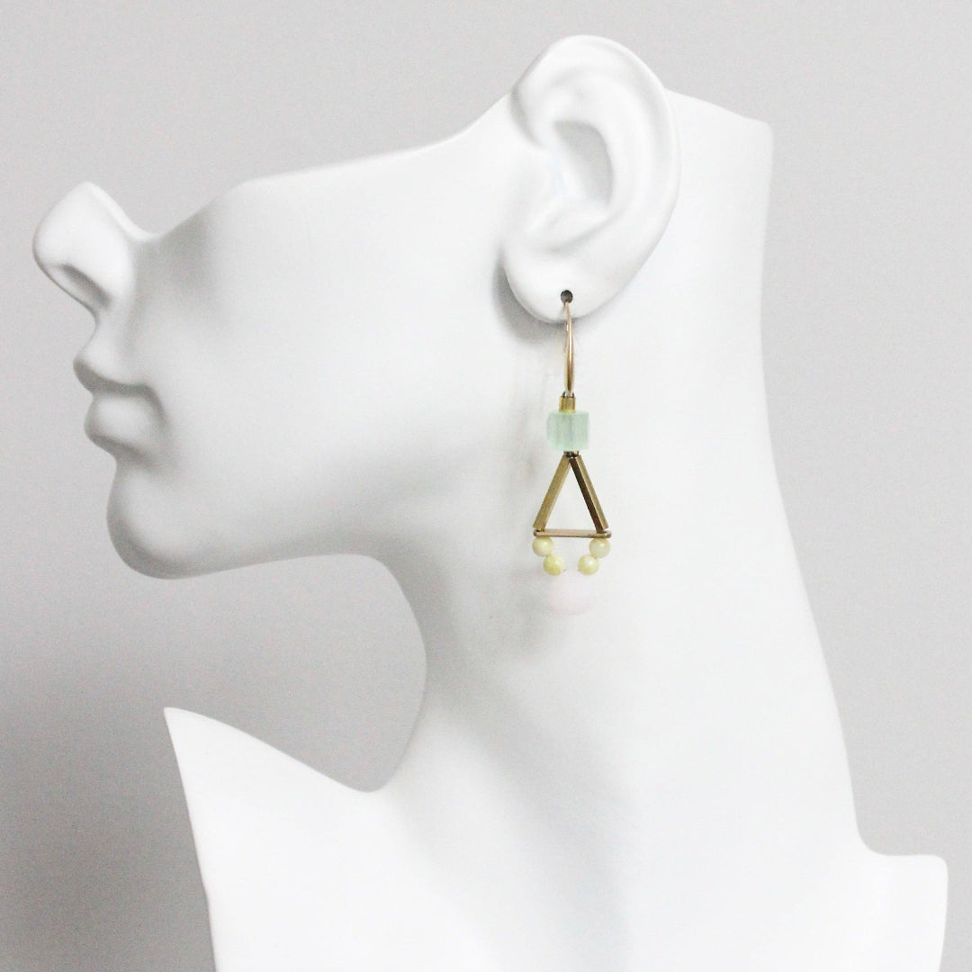 David Aubrey Jewelry, MLNE23 Pink and Yellow Geometric Earrings