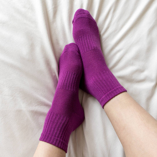 Bondoodle, Ribbed Combed Cotton Sport Short Socks, Pink