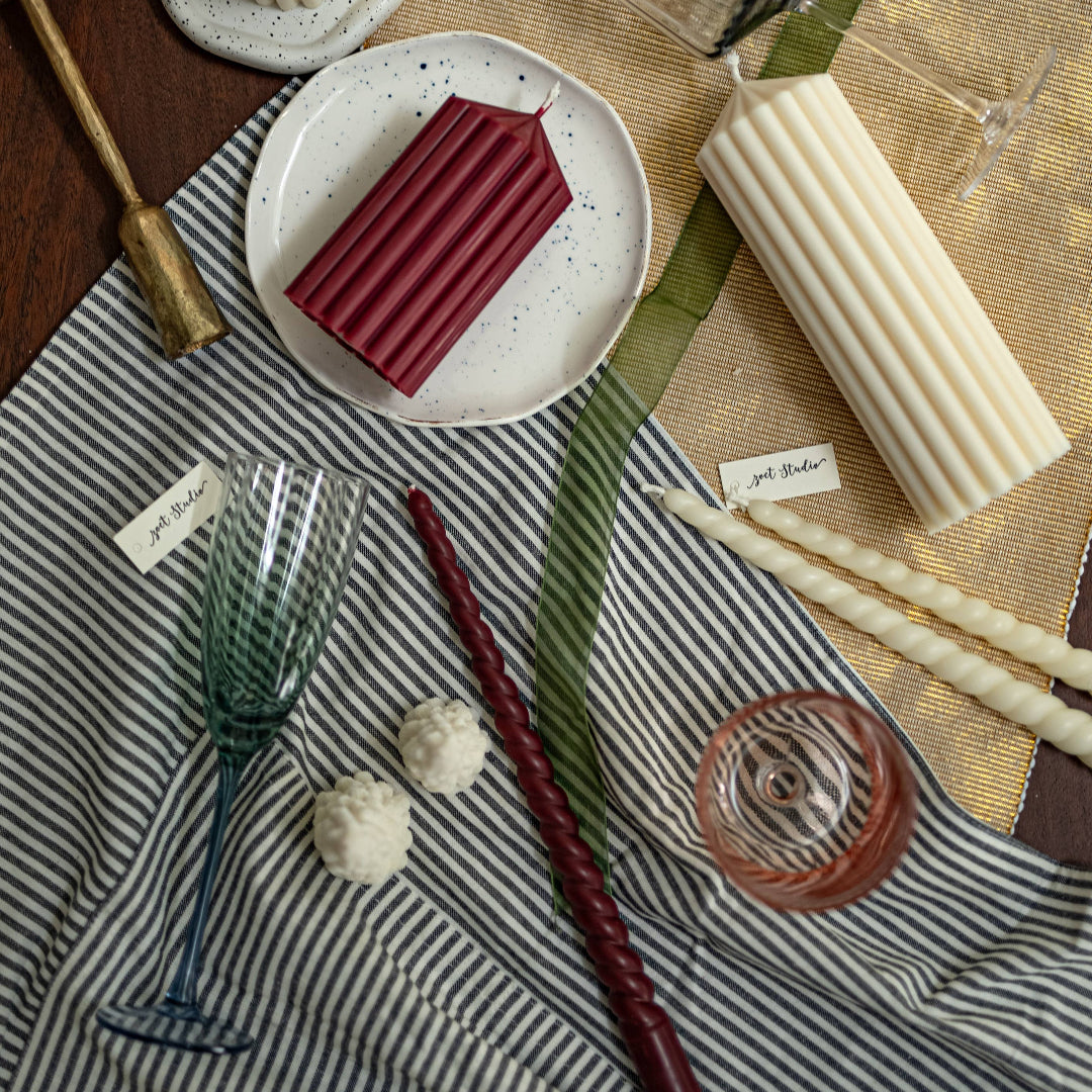 Holiday Twisted Taper Candle Set, Beeswax & Soy Wax, Assorted Colours