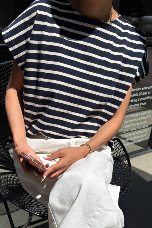 Le Bon Shoppe, Manon Tee, White Stripe on Navy