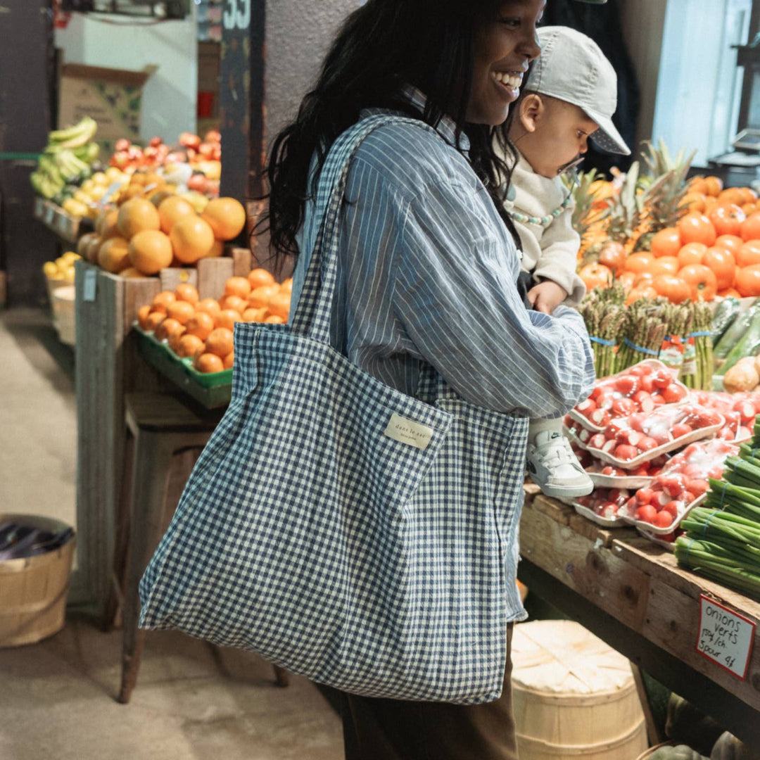 Dans le Sac, Organic Cotton Tote Bag, Gingham Collection
