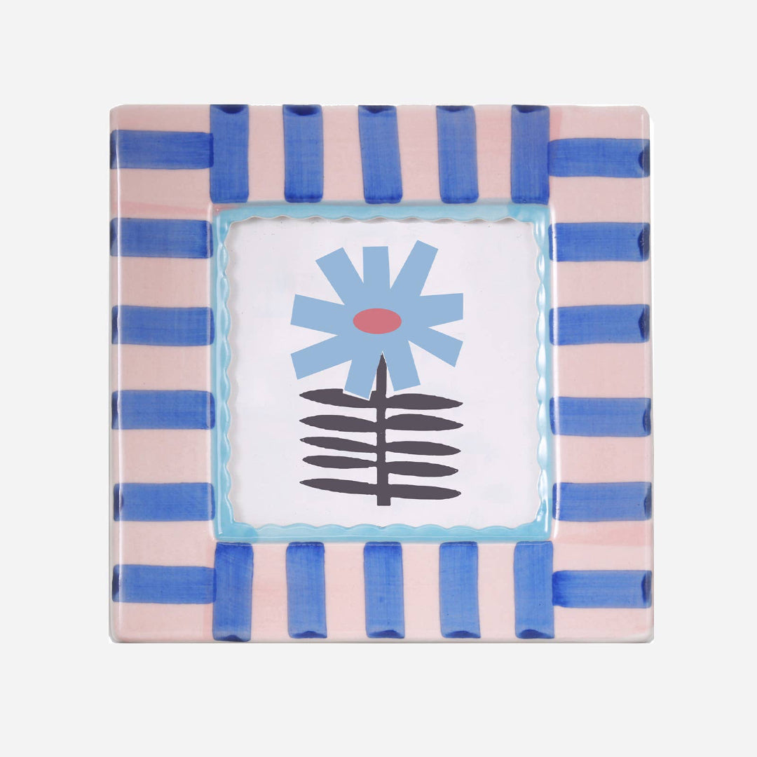 Ceramic Picture Frame, Blue Stripe