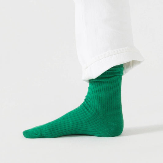 Bondoodle, Ribbed Combed Cotton Everyday Crew Socks, Green