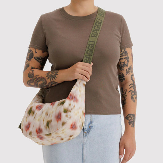 Baggu, Medium Nylon Crescent Bag, Abstract Floral