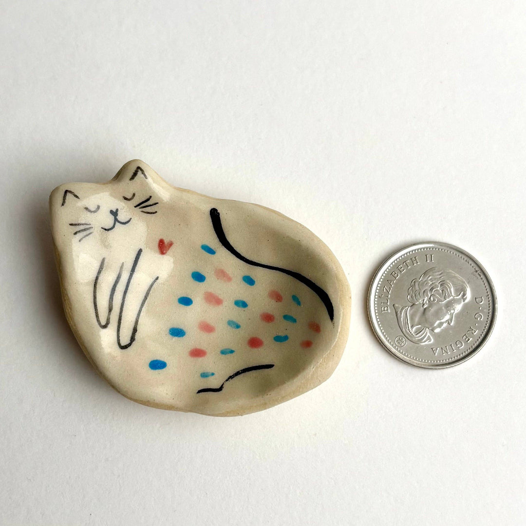 Tiny Handcrafted Ceramic Dish, Creamy Glazed Mini Catchall