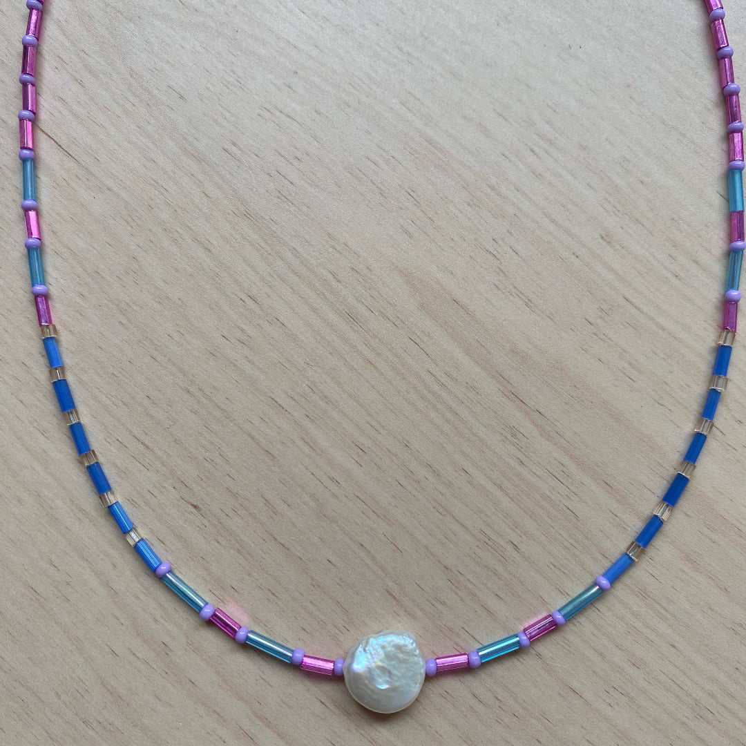Modern Fable, Beaded Necklace, Big Pearl, #120