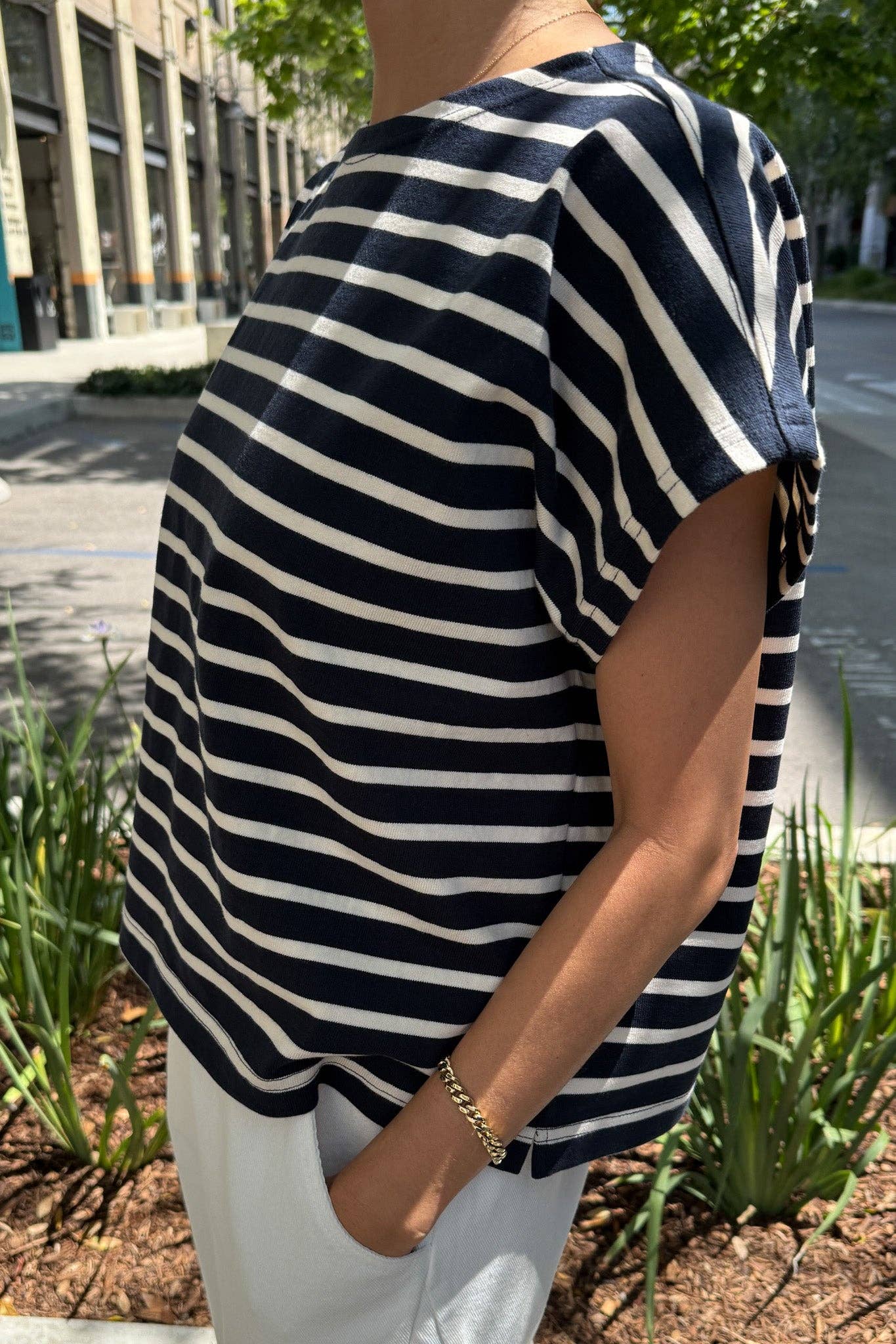 Le Bon Shoppe, Manon Tee, White Stripe on Navy