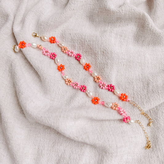 Oak + Eve, Pink Grapefruit Daisy Bracelet