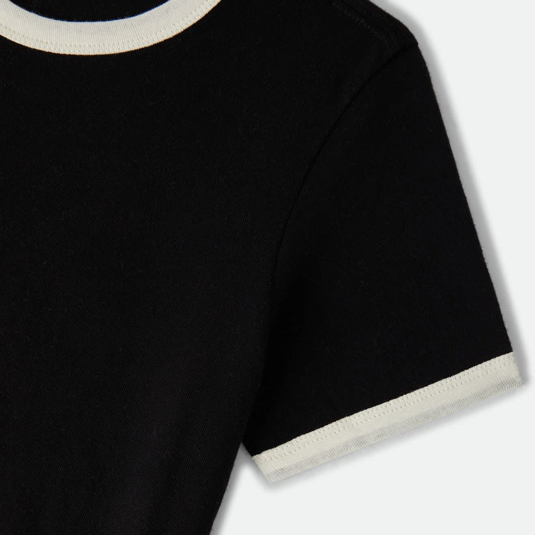 Brixton, Carefree Organic Garment Dye Ringer T-Shirt, Black/Off-White