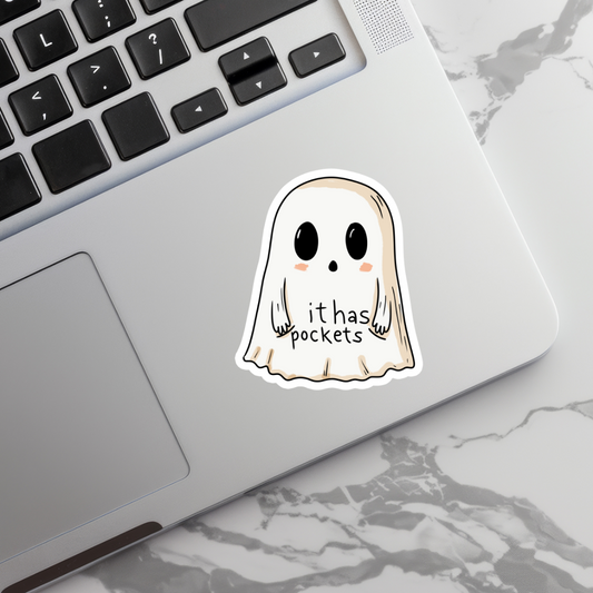 It Has Pockets Ghost, Waterproof Sticker