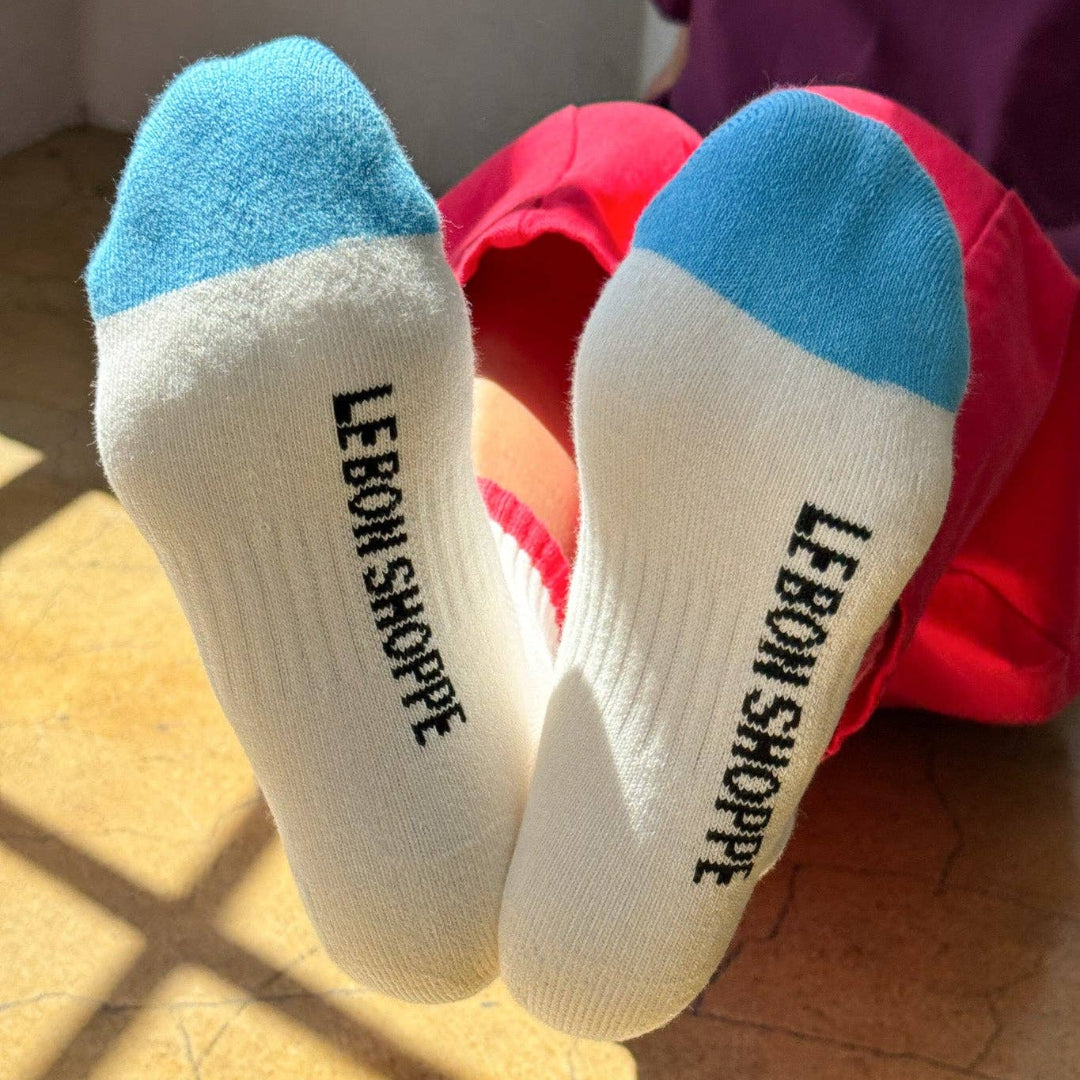 Le Bon Shoppe, Color Block Girlfriend Socks, Blue Red