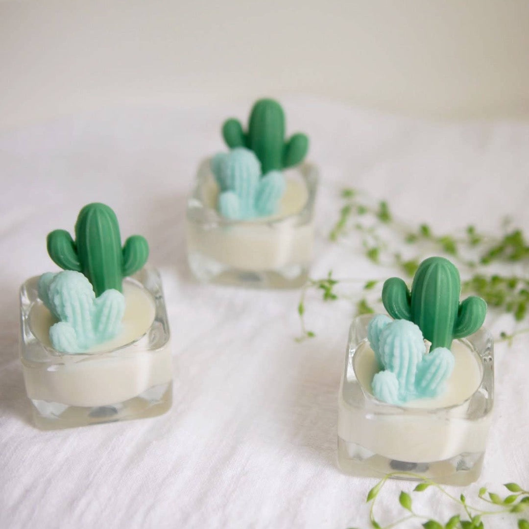 Cactus & Succulent Tealight Candles, Soy Wax Blend