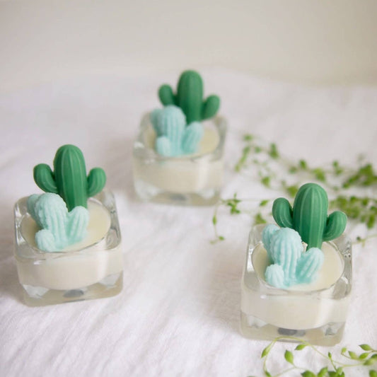 Cactus & Succulent Tealight Candles, Soy Wax Blend