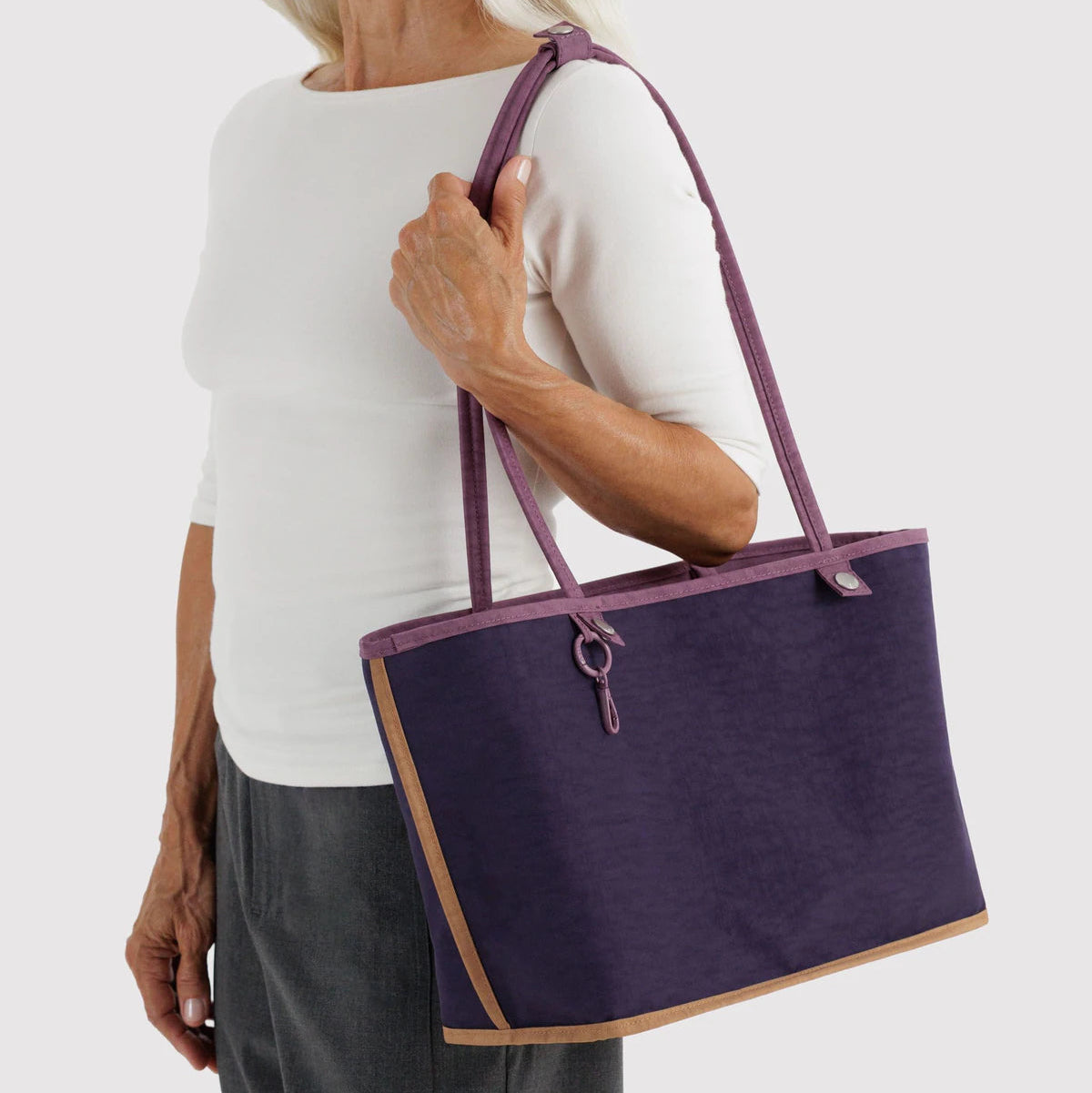 Baggu, Medium Nylon Reversible Tote, Wild Plum Mix