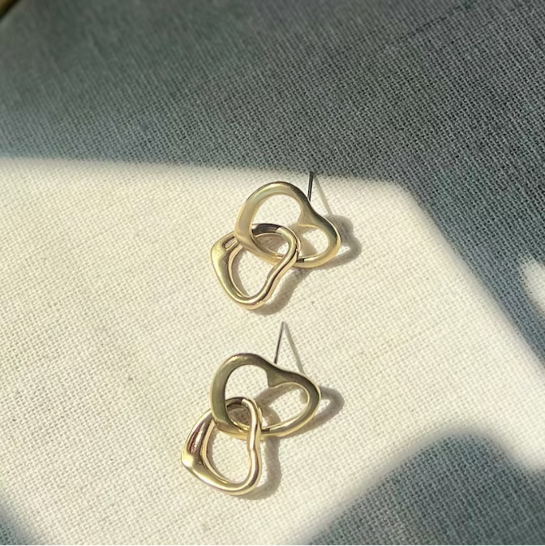 Frug, 14K Goldplate Linked Heart Earrings, FEJ51