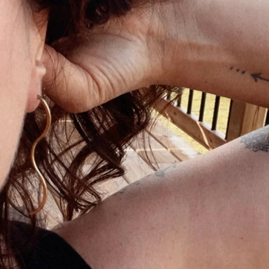 Wavy Brass Bar Earrings