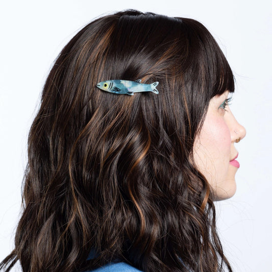 Blue Sardine Alligator Hair Clip Set