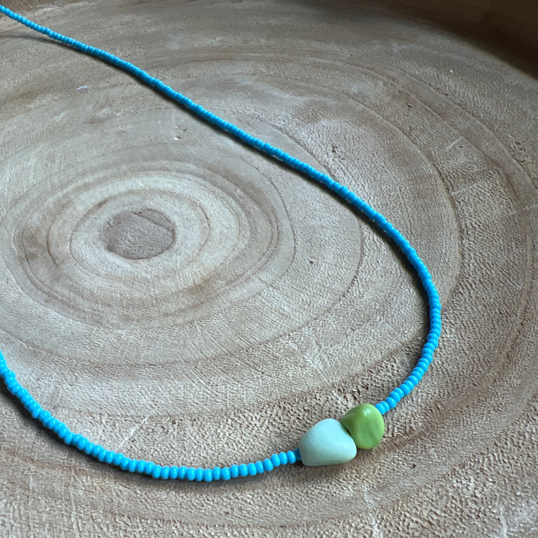 Modern Fable, Beaded Necklace, Blue and Green #110