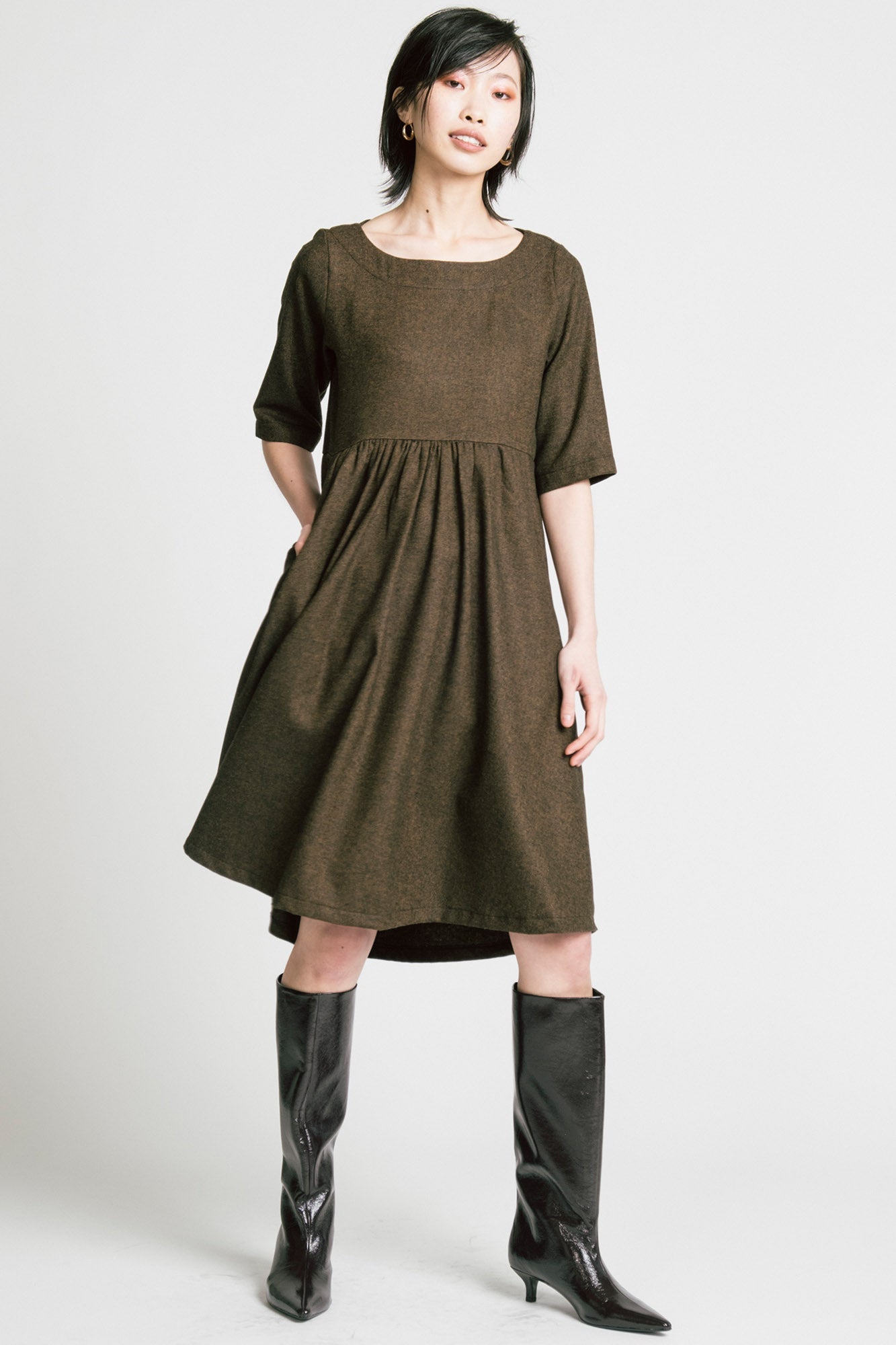 Allison Wonderland, Period Dress, Brown Herringbobe