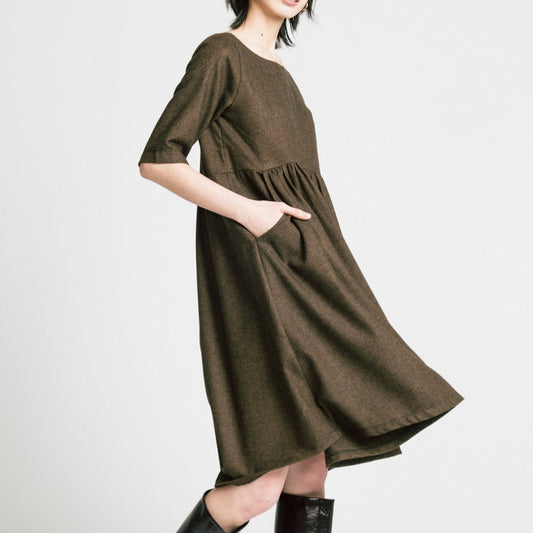 Allison Wonderland, Period Dress, Brown Herringbobe