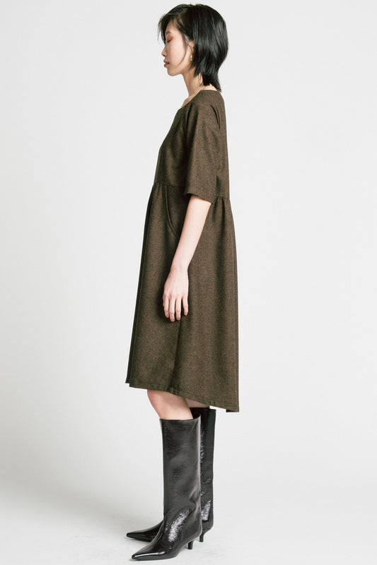 Allison Wonderland, Period Dress, Brown Herringbobe