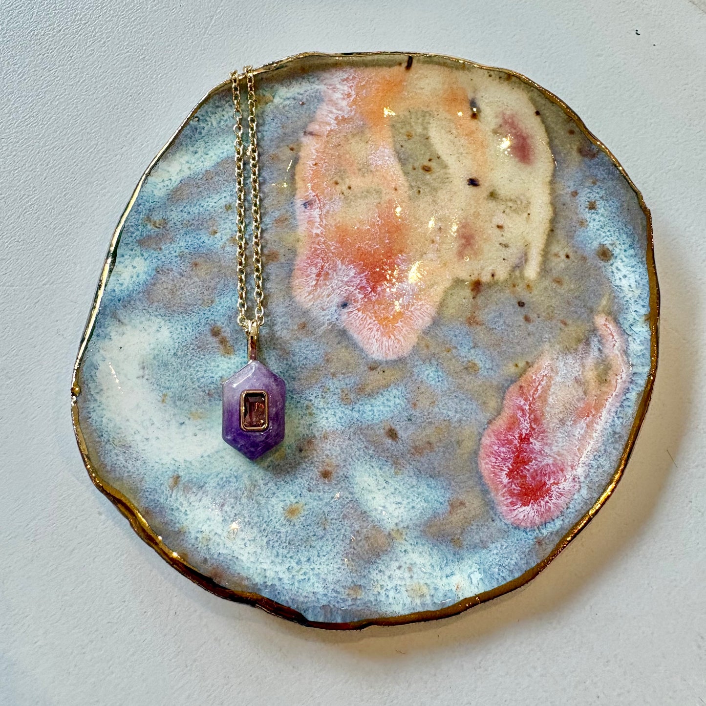 Frug, 14K Goldplate Necklace with Various Faceted Semi-Precious Stones FNJ41SET