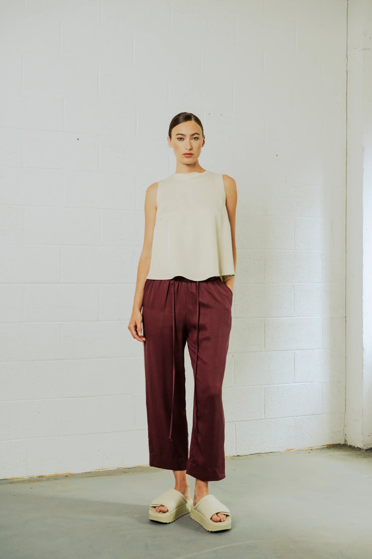 Bodybag, Calypso Pants, Burgundy and Ivory