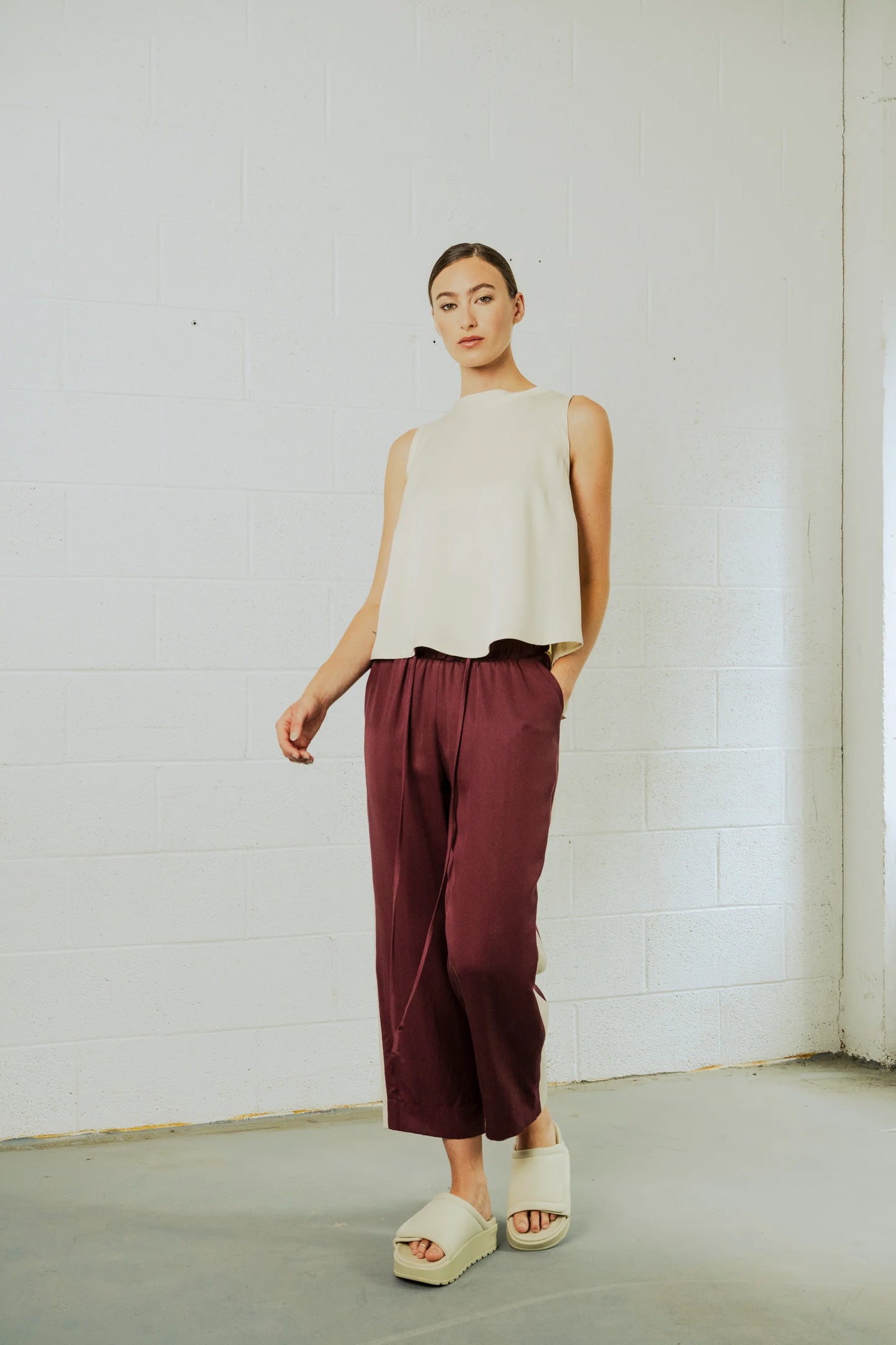 Bodybag, Calypso Pants, Burgundy and Ivory