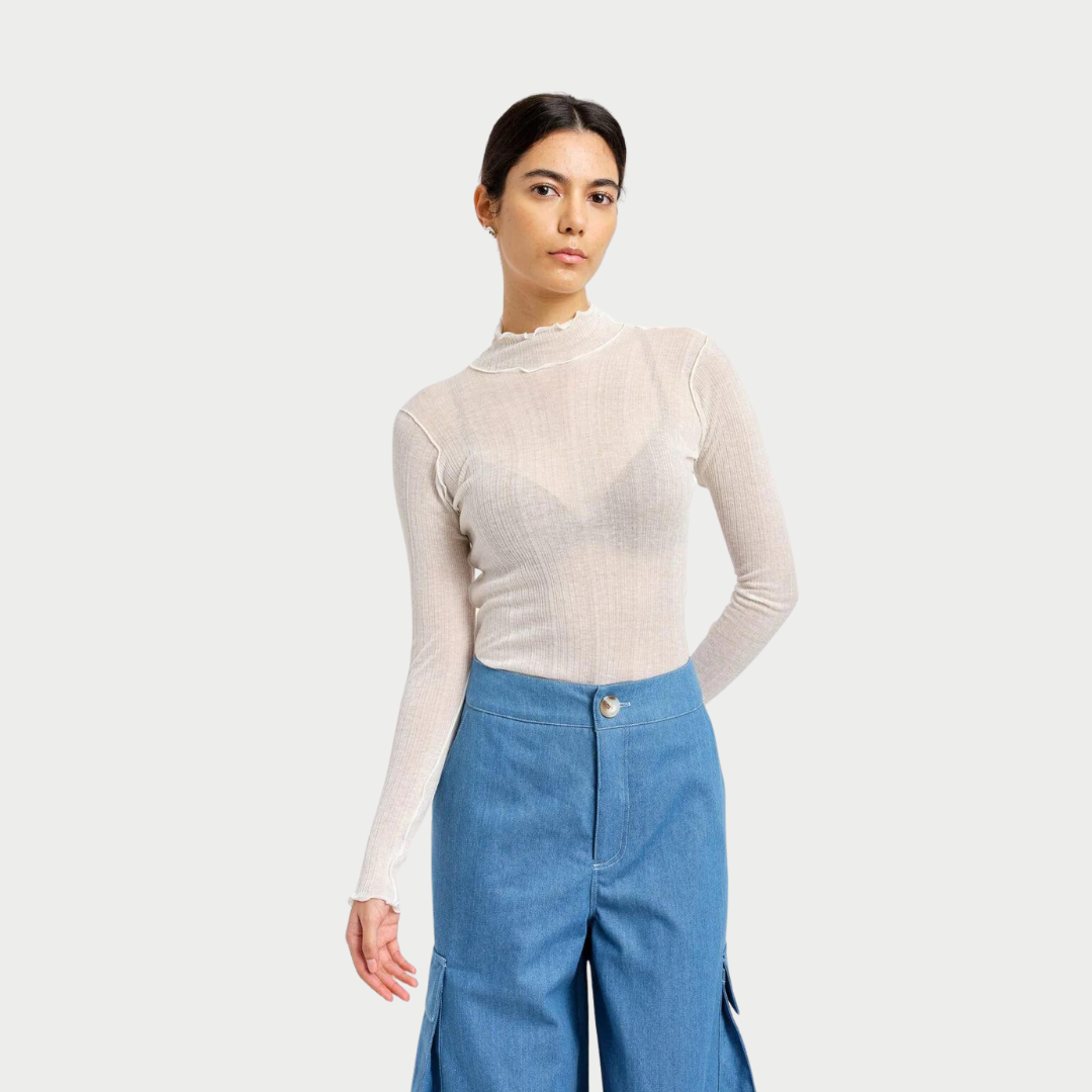 Jane Longsleeve Turtleneck, Off-White