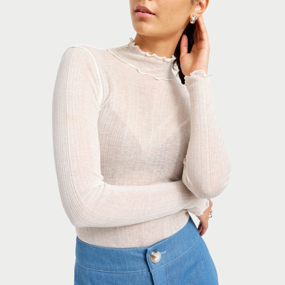 Jane Longsleeve Turtleneck, Off-White