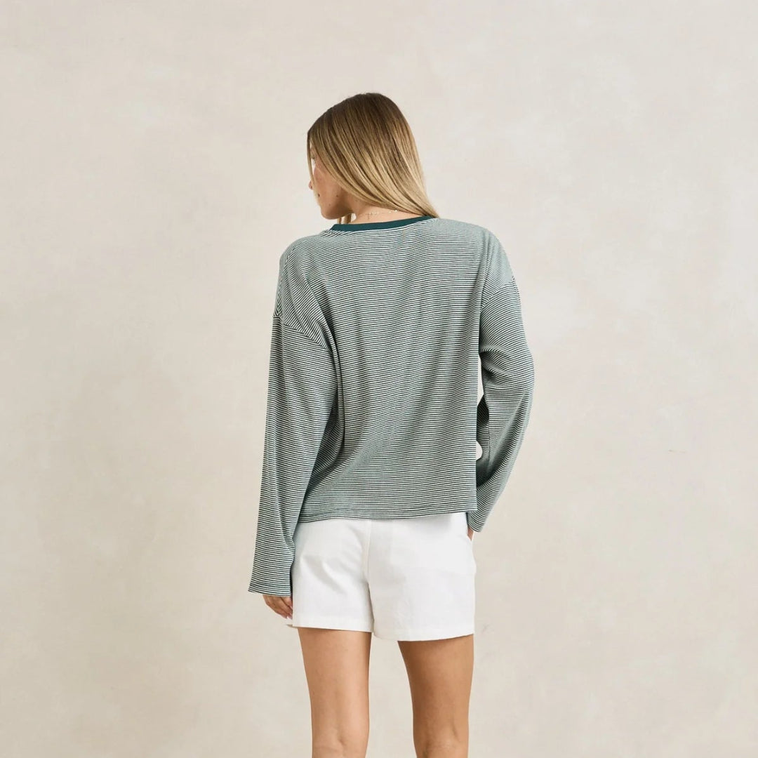 Rhythm, Lexi Stripe Long Sleeve Top Pine