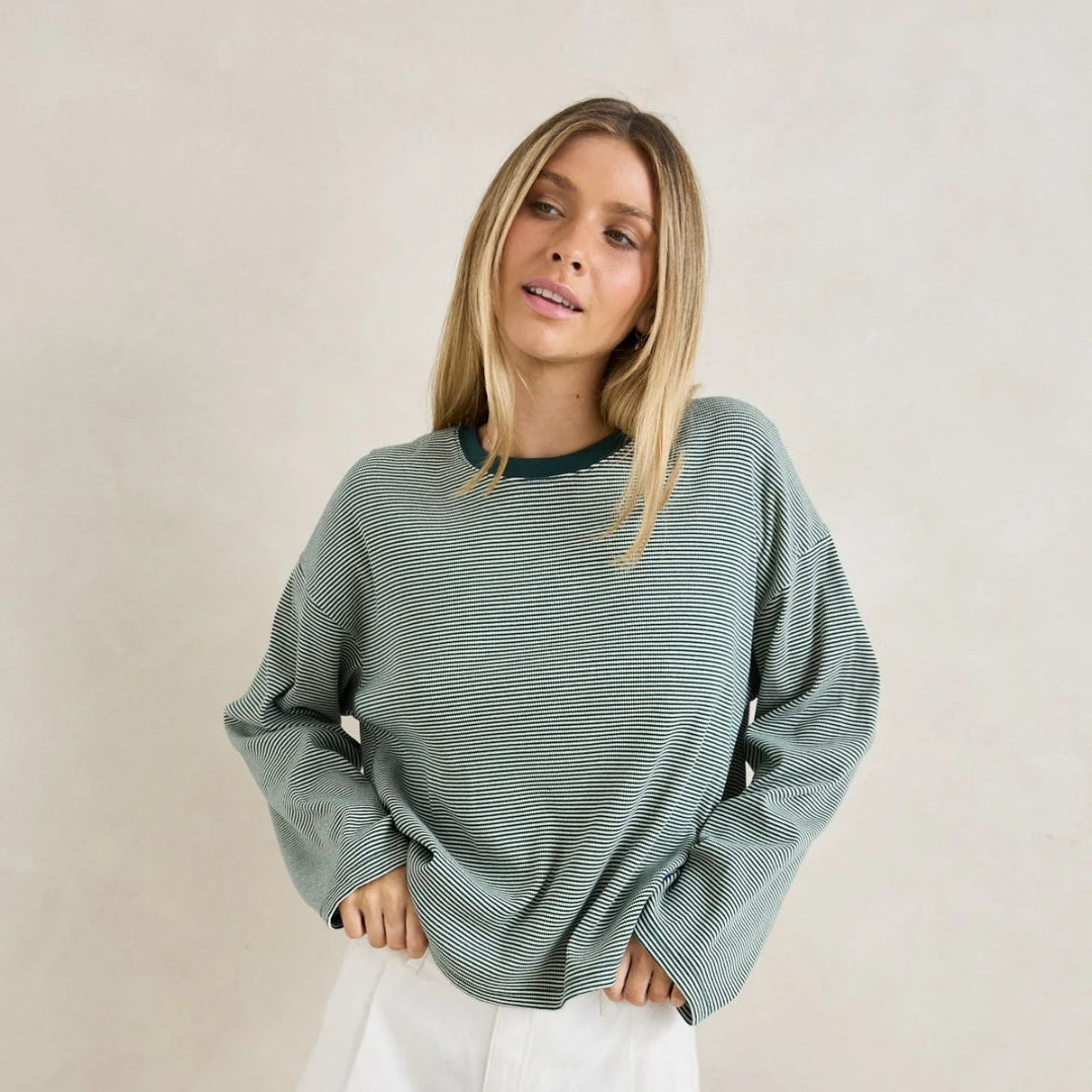 Rhythm, Lexi Stripe Long Sleeve Top Pine