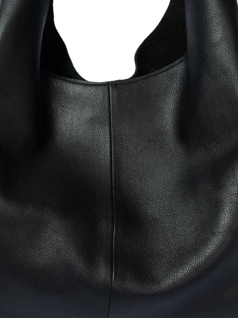 Risa, Knot Leather Tote, Black