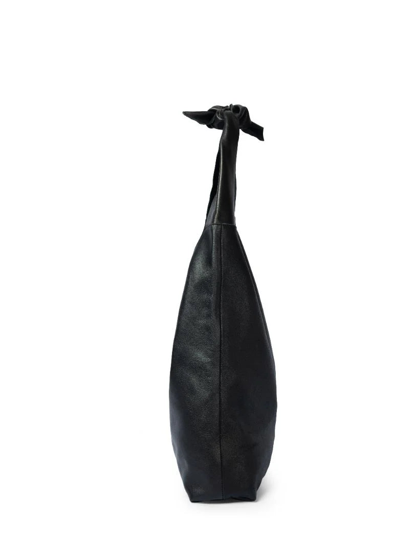 Risa, Knot Leather Tote, Black