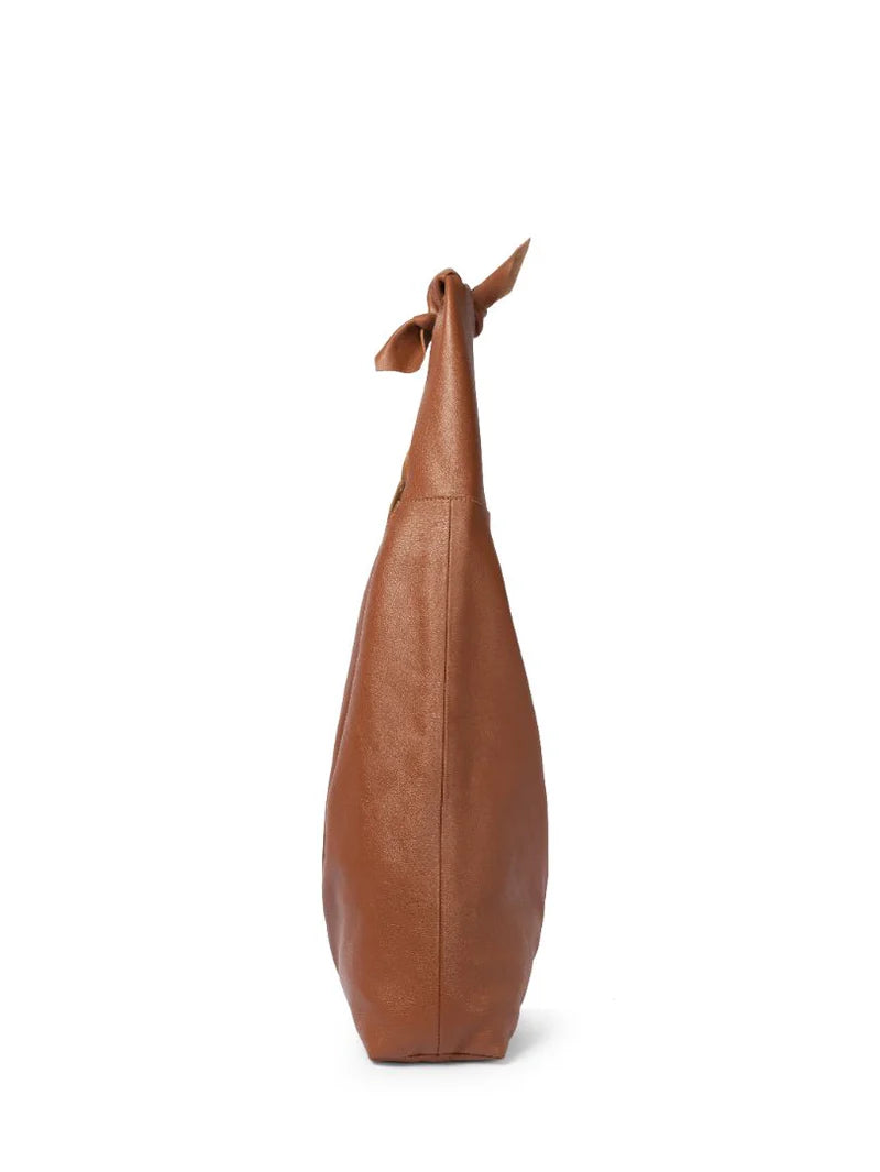 Risa, Knot Leather Tote, Tan
