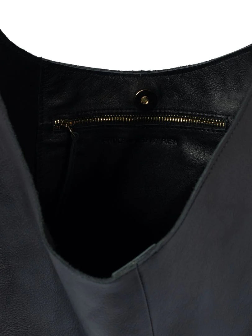Risa, Knot Leather Tote, Black