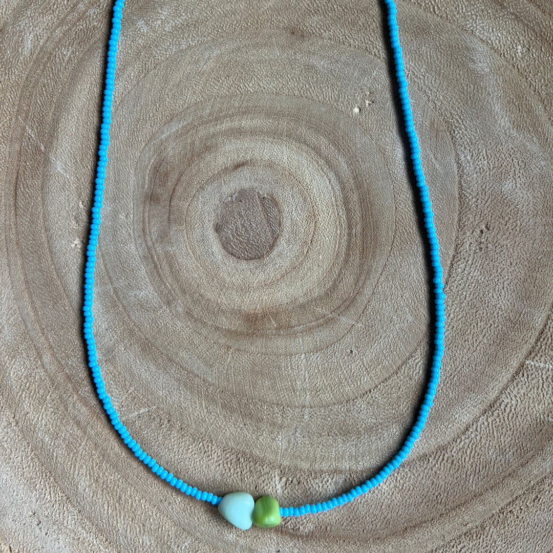 Modern Fable, Beaded Necklace, Blue and Green #110