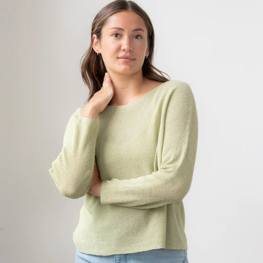 Echo Verde, Linen Blend Beachcomber Sweater, Pistachio