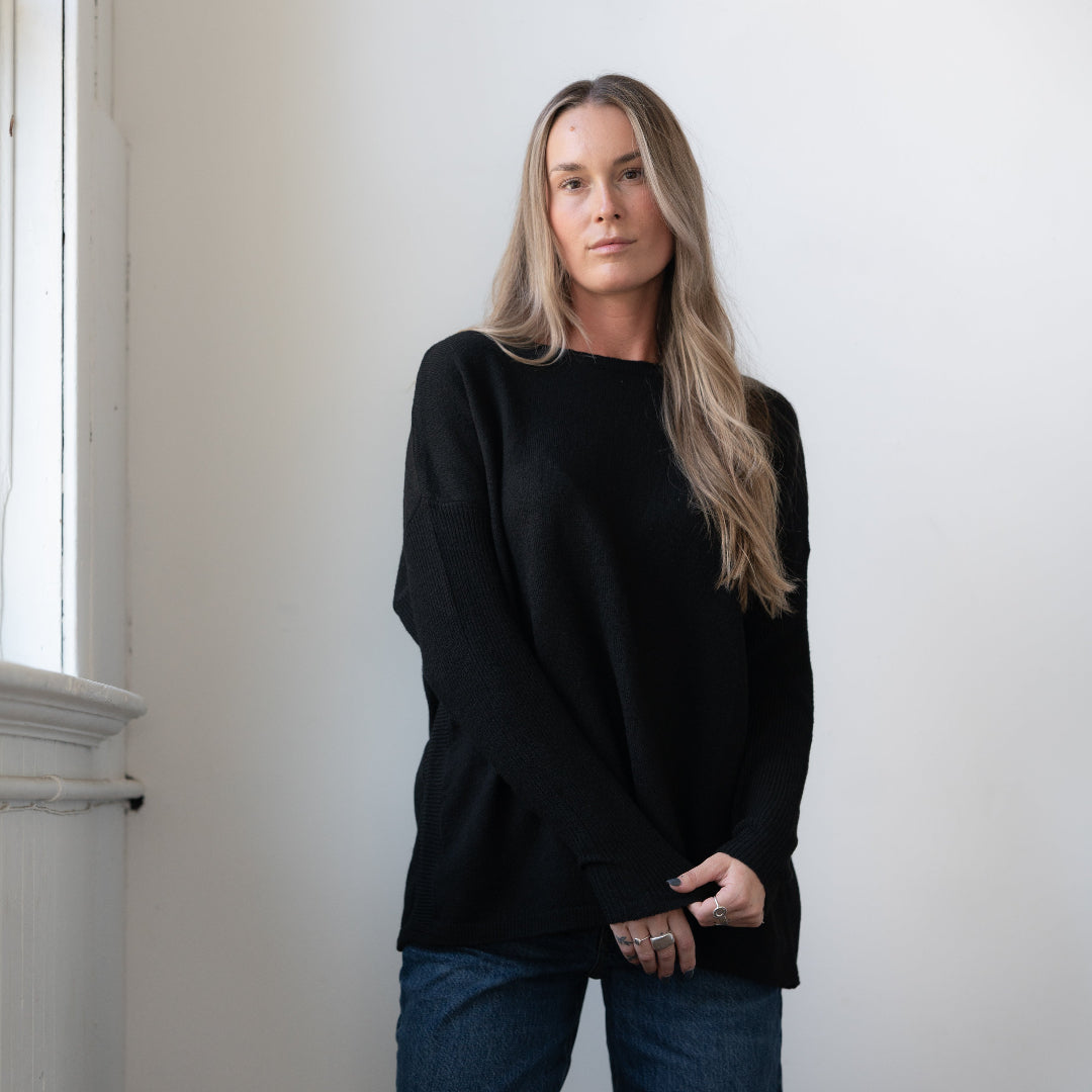 Chalet Crew Neck Sweater, Black