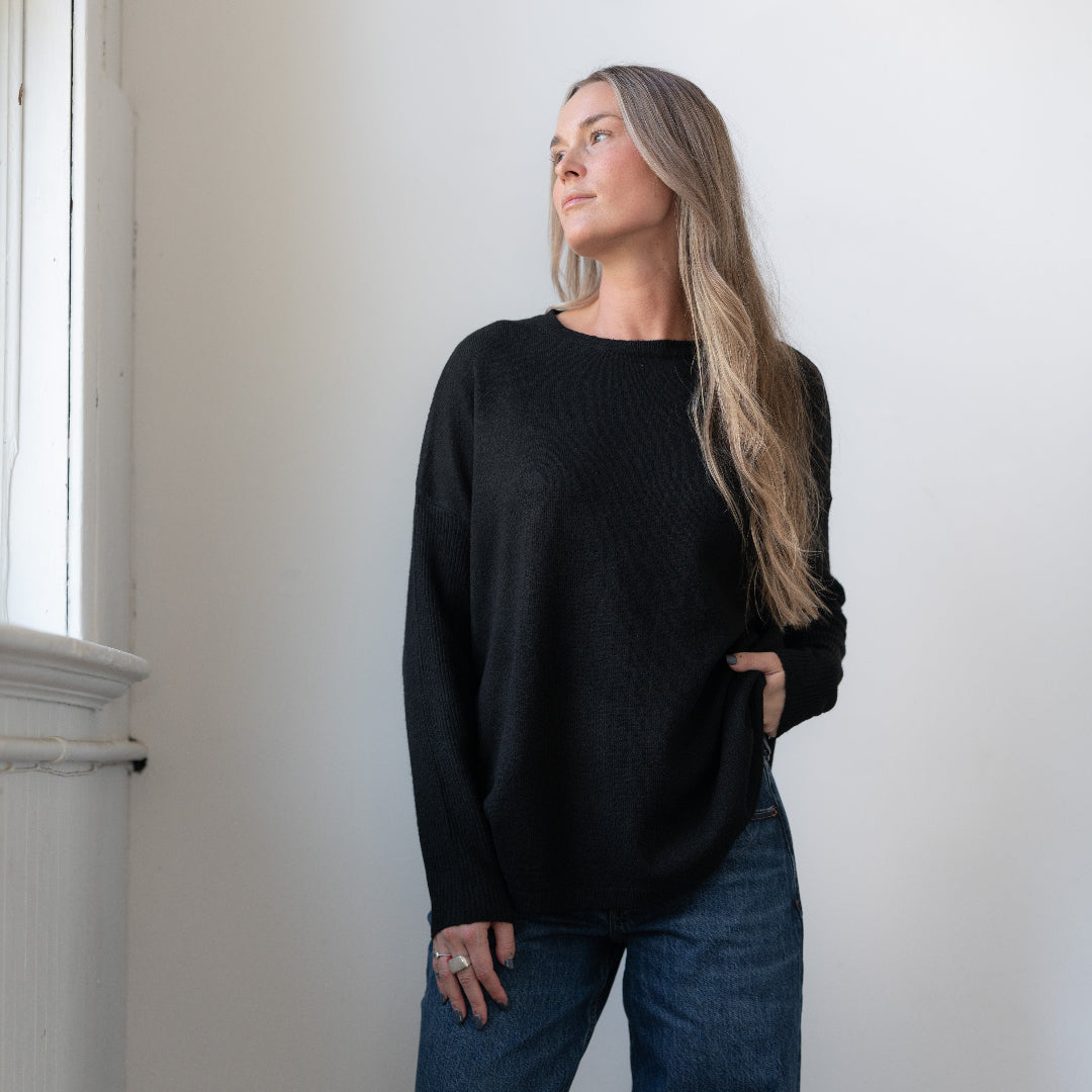 Chalet Crew Neck Sweater, Black