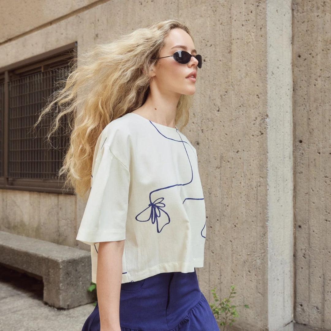 Eve Gravel, Brooke Top, Blue Flower