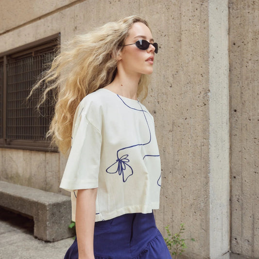 Eve Gravel, Brooke Top, Blue Flower