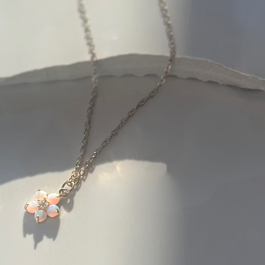 Frug, Opal and Cubic Zirconia Daisy Pendant Goldplate Necklace FNJ04