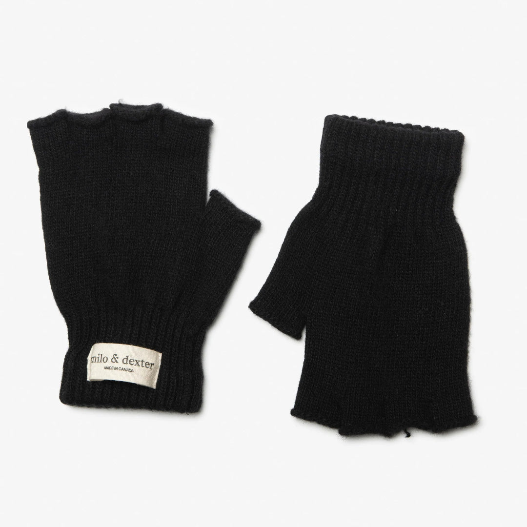 Milo & Dexter, Classic Fingerless Gloves, Black and Red