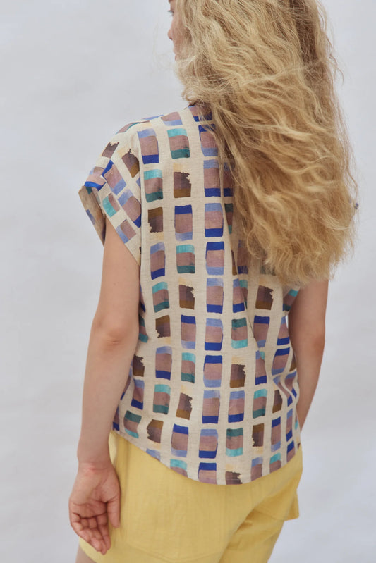 Eve Gravel, Haley Shirt, Blue Gold