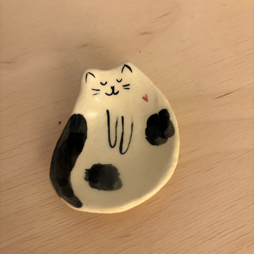 Tiny Handcrafted Ceramic Dish, Creamy Glazed Mini Catchall