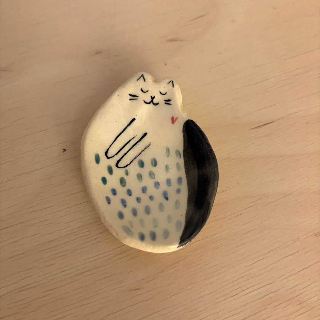 Tiny Handcrafted Ceramic Dish, Creamy Glazed Mini Catchall