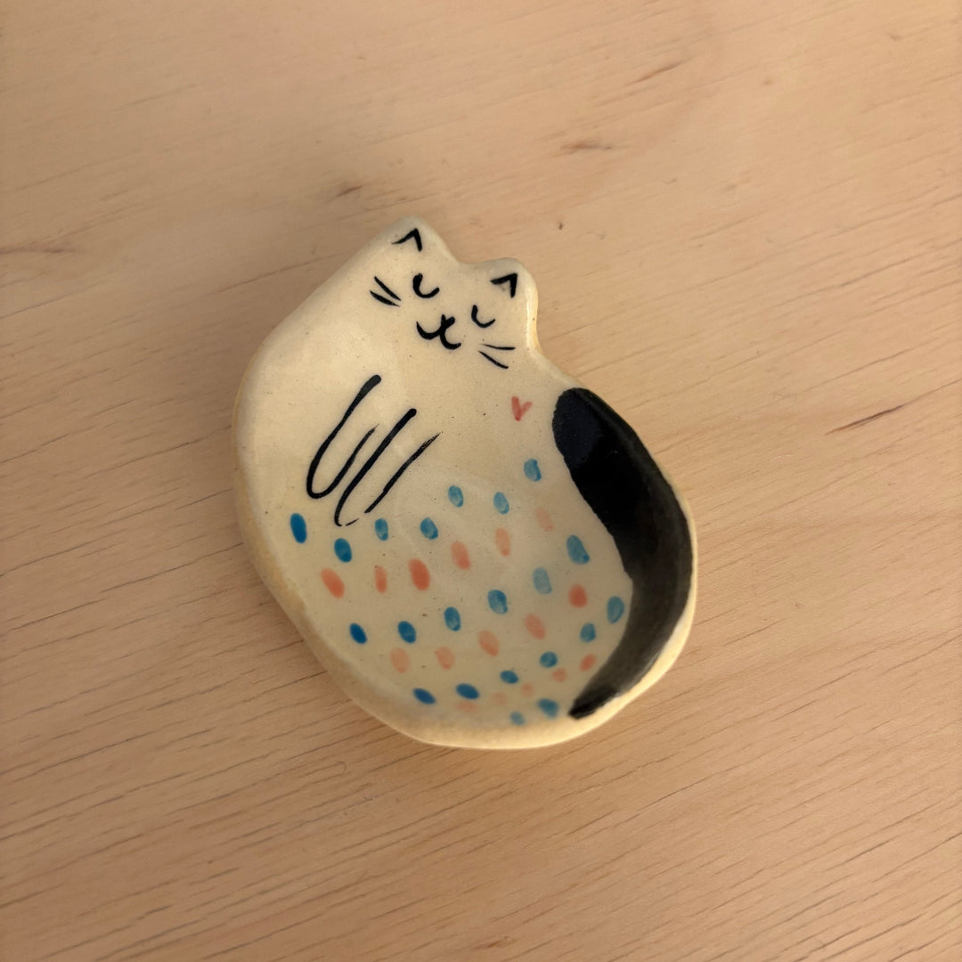 Tiny Handcrafted Ceramic Dish, Creamy Glazed Mini Catchall